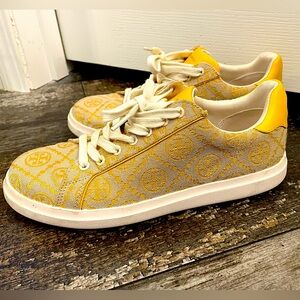 Tory Burch Yellow and White Women's Sneakers SZ 8 EUC